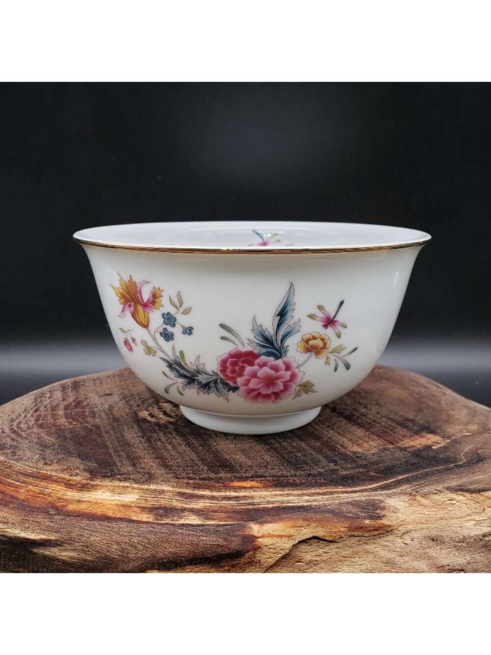 Avon American Heirloom Bowl 1981 Independence Day Porcelain Floral Gold Rim 6"